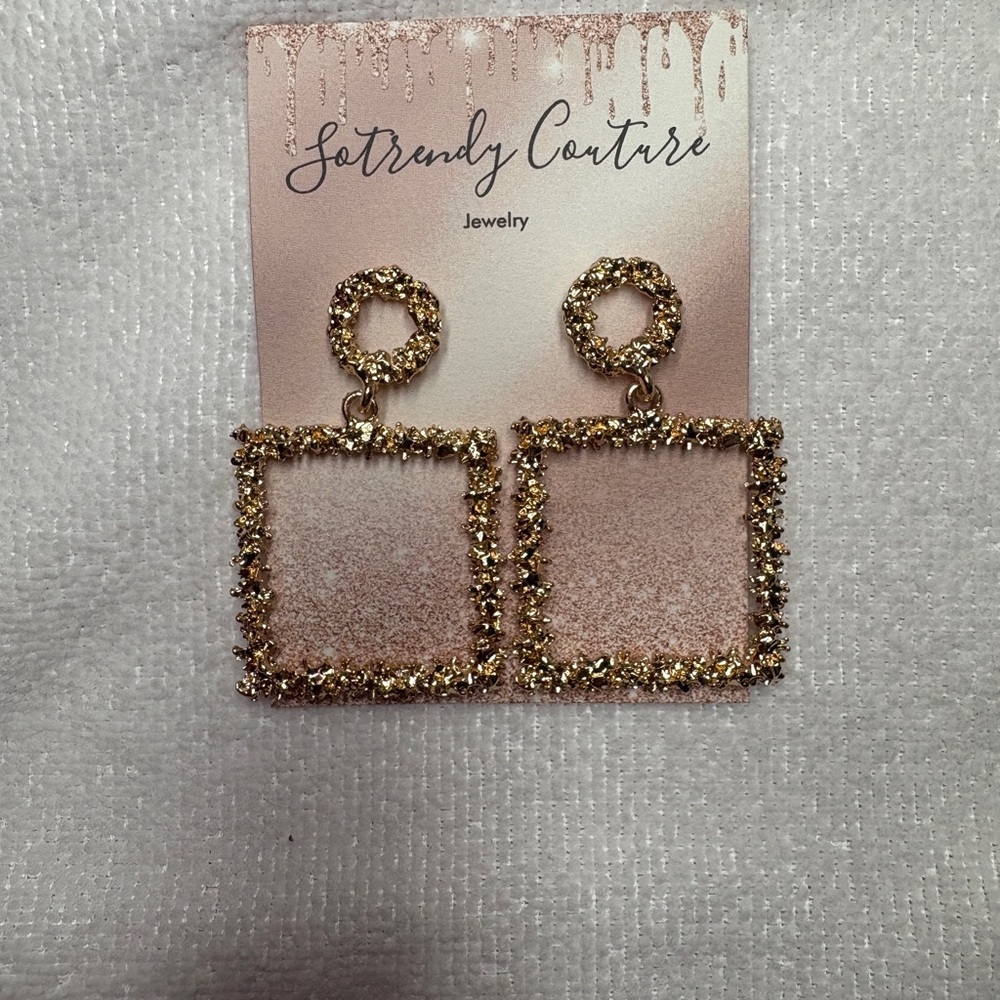 Gold Square Earrings